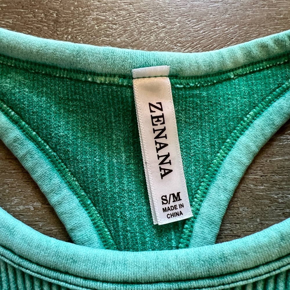 Zenana Padded Ribbed Racer Crop - Picture 5 of 6